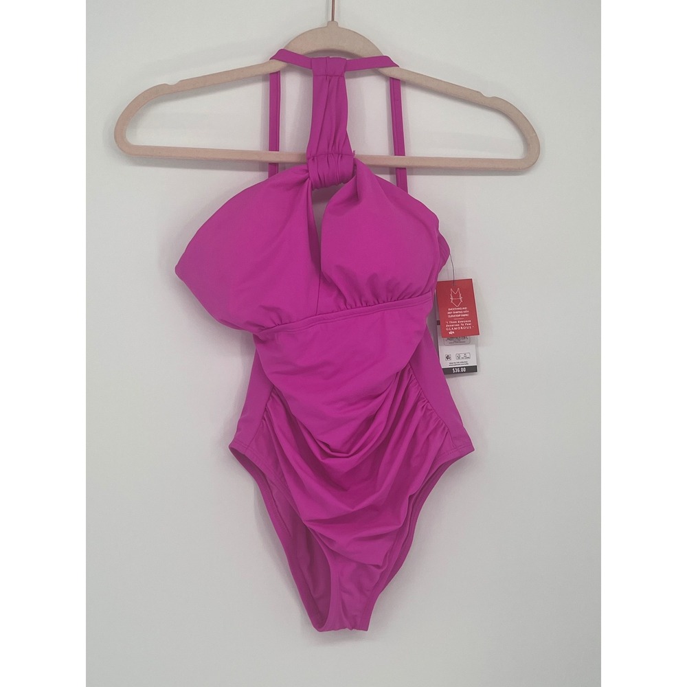 Sofia by Sofia Vergara 1Piece Swimsuit Women S 4-6 Magenta Ruched Shaping Beach